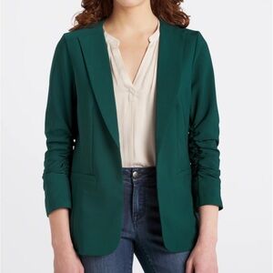 Skies Are Blue | Raja Collarless Ruched Sleeve Blazer
